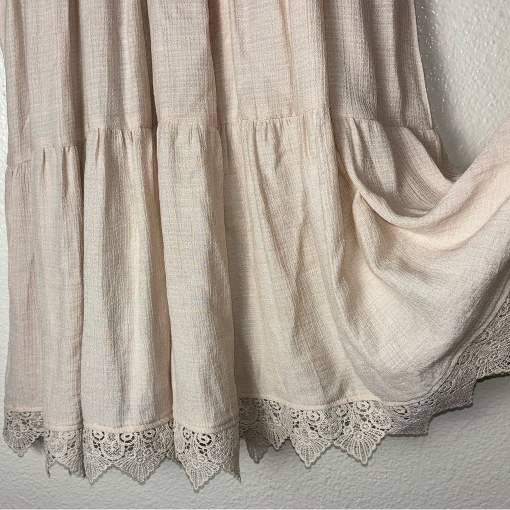 Moon River Floral Embroidery Lace Trim Midi Dress Woman's Small Cream Multicolor - Picture 11 of 16